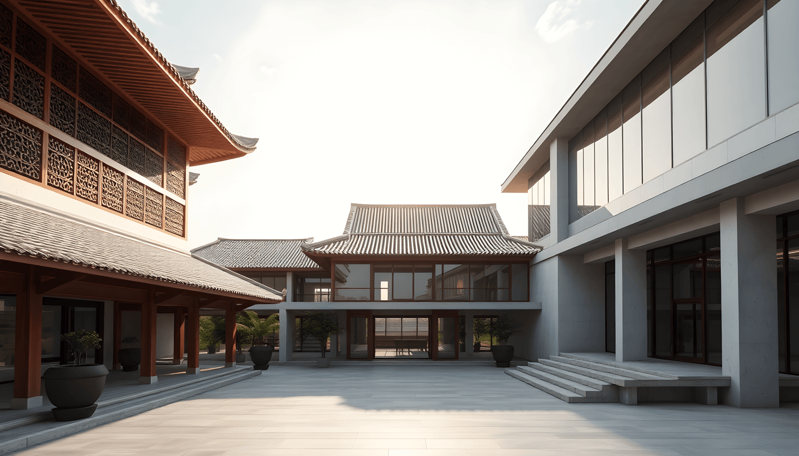 Image showing a blend of traditional Vietnamese and modern architecture