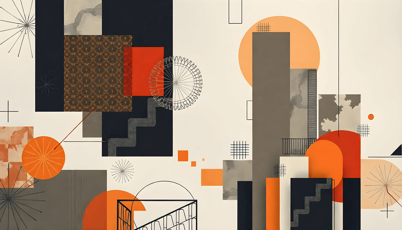Abstract blend of Vietnamese cultural motifs and modern architecture.