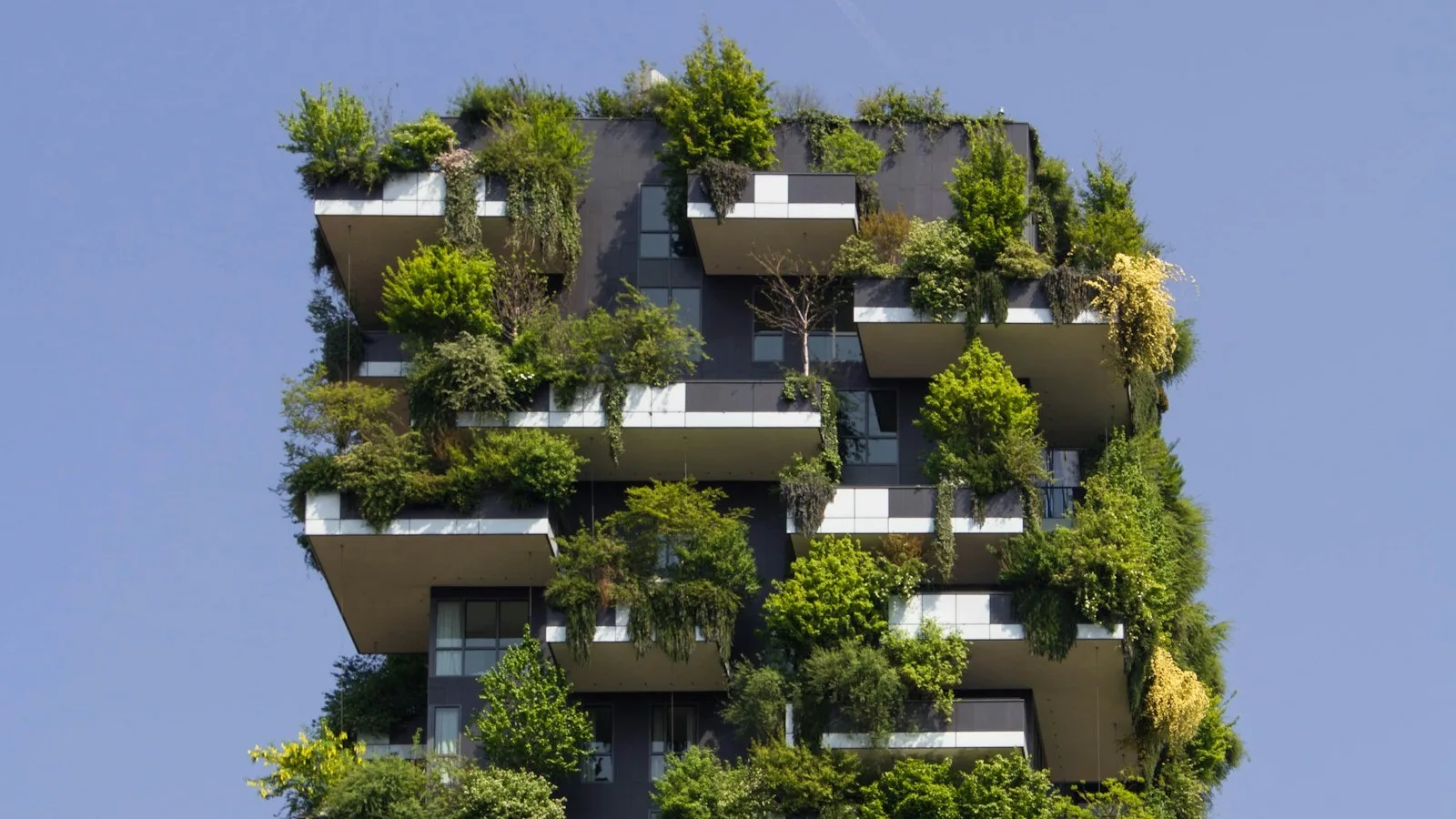 Mặt đứng công trình cao tầng tích hợp ban công cây xanh theo hướng biophilic design